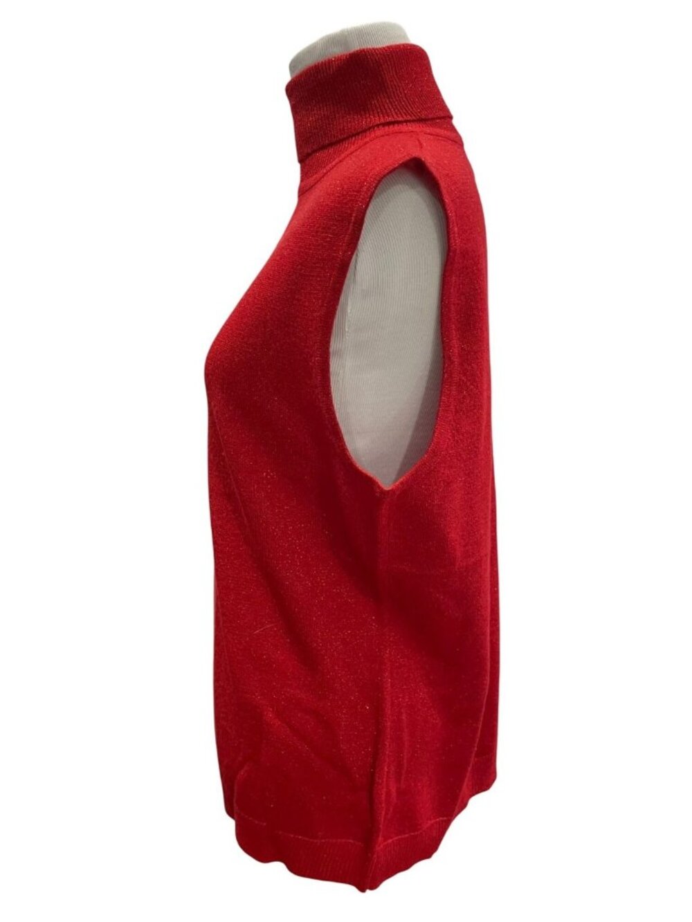 Vintage 80s 90s Sag Harbor Turtleneck Sweater M Red Metallic Retro Glam Vibrant - Picture 2 of 6